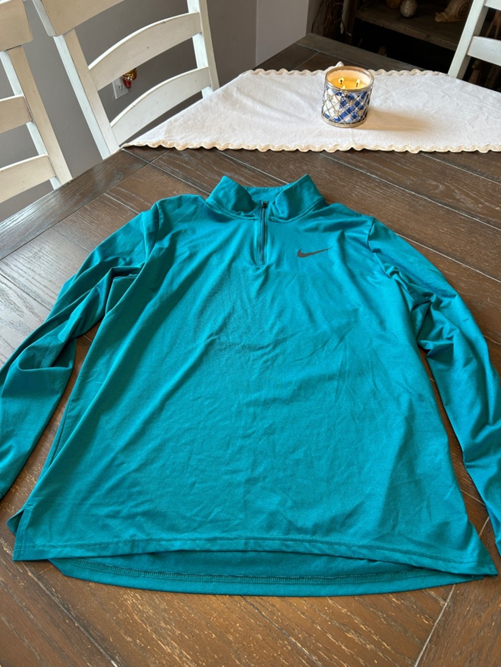 Nike Men's Teal Long Sleeve 1/4 Zip Shirt
